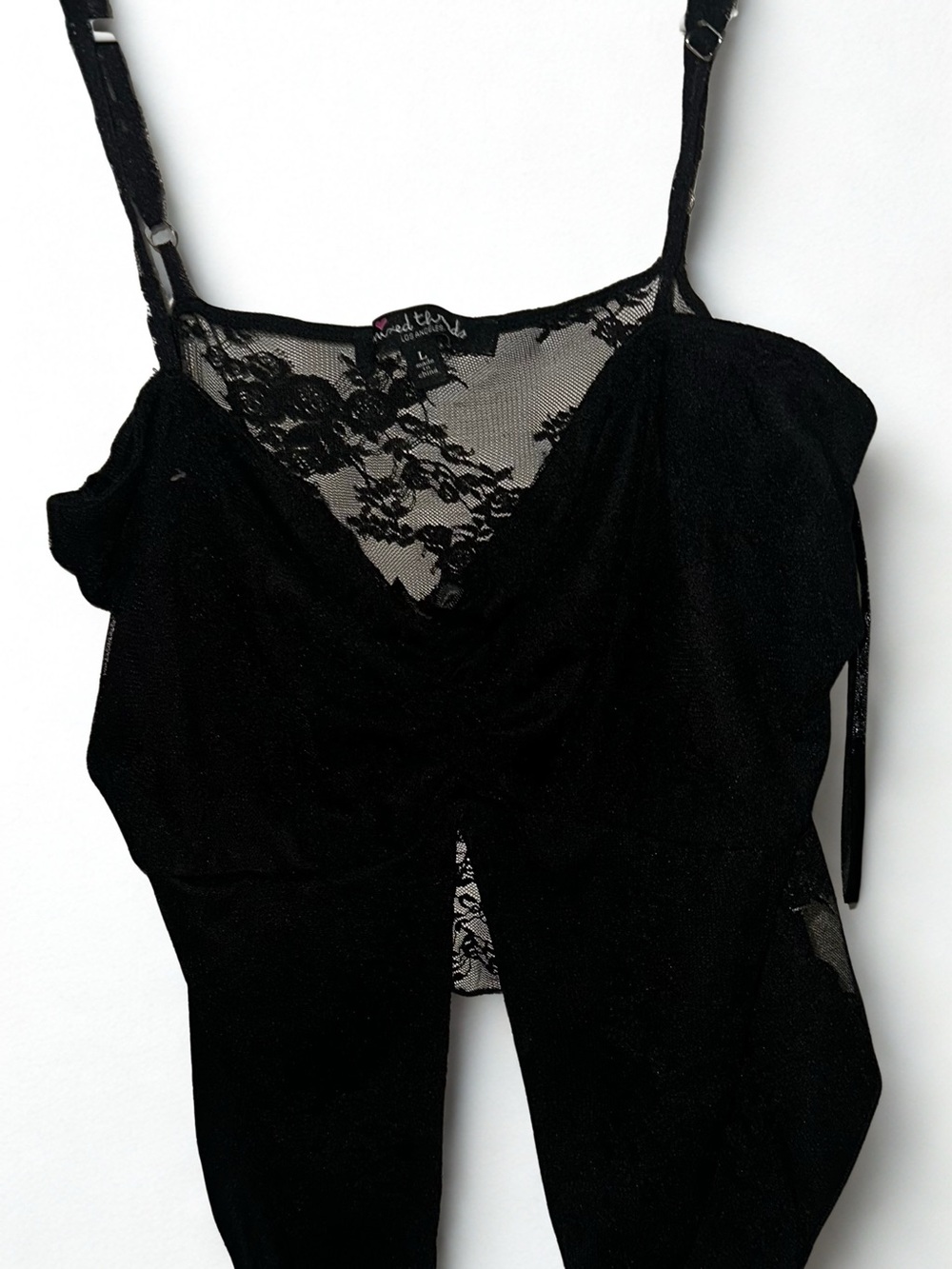 Black Lace-Trim open crop top